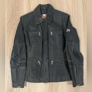 Harley-Davidson Black Leather Military Jacket